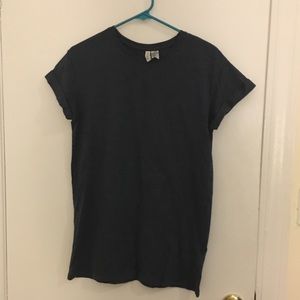 Blue t-shirt dress with rolled sleeves